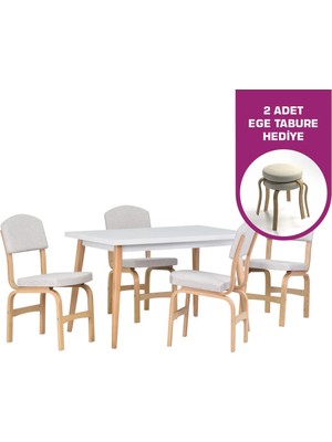 Vilinze Ege Sandalye Avanos Ahşap Mdf Mutfak Masası Takımı - 70X120 cm