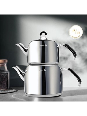 Nehir Modern Mini Küçük Boy 0.8-1.6 Lt. Paslanmaz Çelik Çaydanlık Takımı