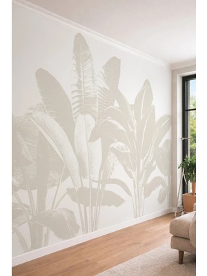 Dreamwall Minimalist Tropikal Yaprak Desenli Tek Parça Tekstil Duvar Kağıdı