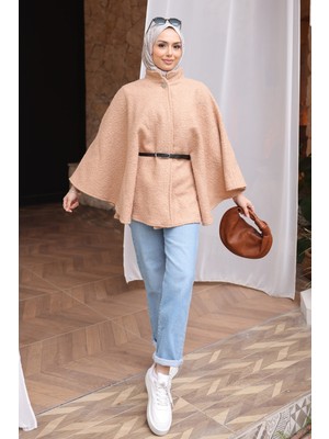 İmaj Butik Vizon Kemerli Buklet Panço