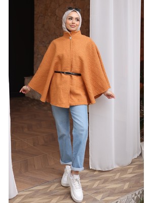 İmaj Butik Camel Kemerli Buklet Panço