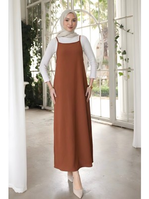 İmaj Butik Taba Ip Askılı Jile Elbise