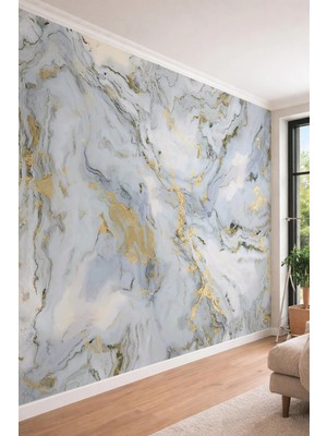 Dreamwall Lüks Gold Damarlı Mermer Desenli Modern Tek Parça Tekstil Duvar Kağıdı