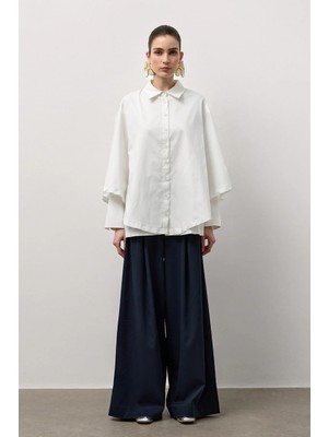 Molene Beyaz Pelerin Poplin Gömlek