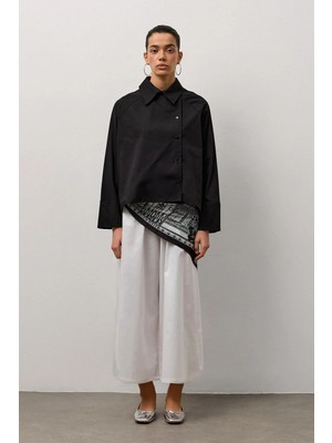 Molene Siyah Yandan Düğmeli A Form Gömlek