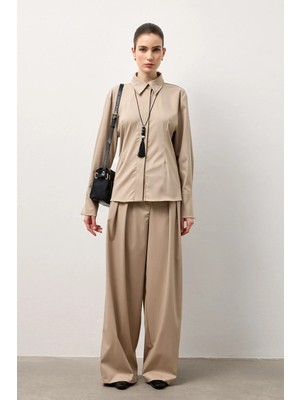 Molene Taş Gizli Patlı Düz Kesim Gömlek