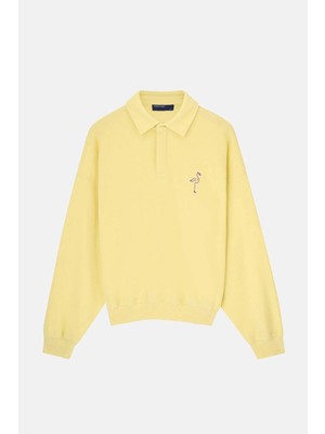 Reflect Studio Flamingo Supersoft Oversize Polo Yaka Sweatshirt - Sarı