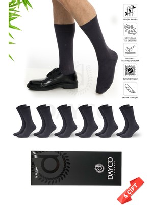 Dayco Premium Dikişsiz Klasik Uzun Füme Yazlık Erkek Bambu Soket Çorap 6lı Hediyelik Kutulu Set