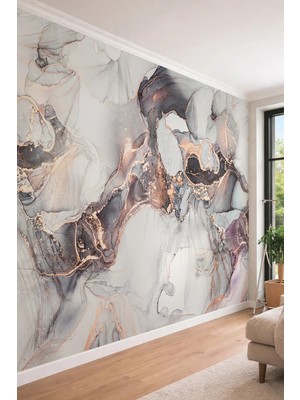 Dreamwall 3D Akışkan Mermer Desenli Lüks Tek Parça Tekstil Duvar Kağıdı