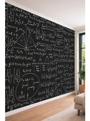 Dreamwall Matematiksel Formüller ve Ileri Bilim Temalı Karatahta Görünümlü Tekstil Duvar Kağıdı