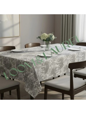 LOOM & LAUREL Yüksek Kaliteli Desenli Jakarlı Dokuma Kumaş Kare 160 x 160 Masa Örtüsü Gri Ağırlıklı
