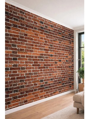 Dreamwall Klasik Kızıl Tuğla Desenli Loft Tarzı Endüstriyel Tek Parça Tekstil Duvar Kağıdı