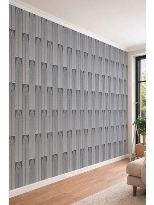 Dreamwall Art Deco Tarzı Geometrik Kemer Desenli Tek Parça Tekstil Duvar Kağıdı