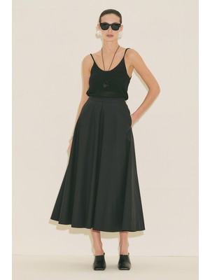 Manuka Kup Detaylı Kloş Etek Siyah