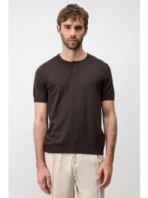 Antioch Kahve Dokulu Erkek Triko T-Shirt