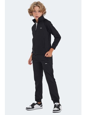 Slazenger Next In Unisex Çocuk Fermuarlı Dik Yaka Cepli Saks Mavi Eşofman Takımı