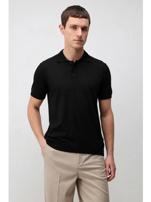 Antioch Siyah Comfort Slim Polo Yaka Erkek Triko T-Shirt