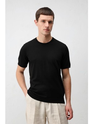 Antioch Siyah Comfort Slim Triko T-Shirt