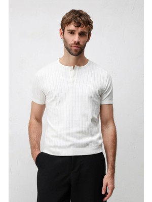 Antioch Ekru Dokulu Erkek Triko T-Shirt