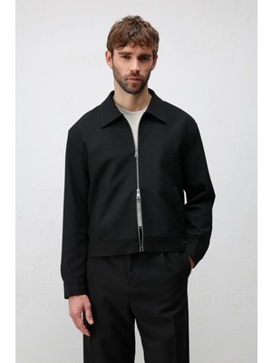 Antioch Siyah Relaxed Fit Fermuarlı Erkek Mont