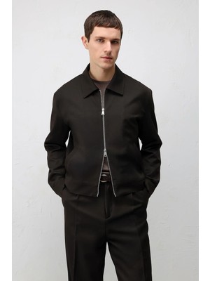 Antioch Koyu Kahve Relaxed Fit Fermuarlı Erkek Mont