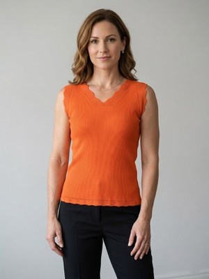 Genel Eteği Ajurlu V Yaka Atlet Bluz