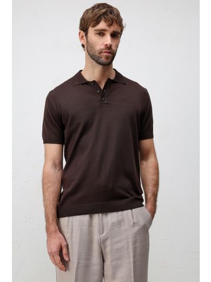 Antioch Kahve Comfort Slim Polo Yaka Erkek Triko T-Shirt