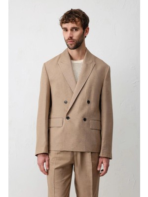 Antioch Vizon Relax Fit Keten Karışımlı Erkek Blazer Ceket