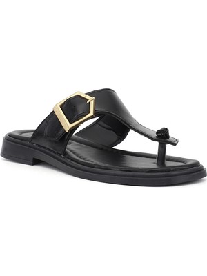 Gönderi® Kadın Siyah Parmak Arası Tokalı Günlük Terlik