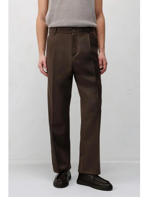 Antioch Kahve Pileli Relaxed Fit Erkek Pantolon
