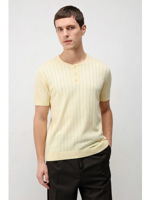 Antioch Sarı Dokulu Erkek Triko T-Shirt