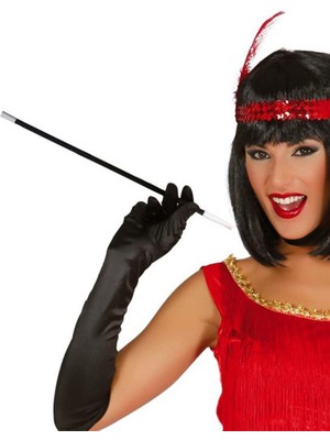 Nuveden 1920'LER 1990'LAR Gatsby Kadın Aksesuar Seti – Kırmızı Charleston Saç Bandı ve Sigaralık Dı