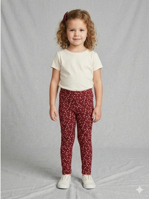 İncili Desenli Pamuklu Kız Çocuk Tayt