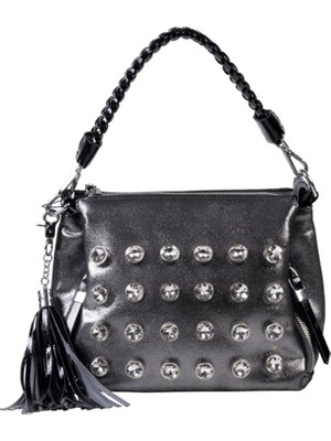 Guja 25YG352 Kadın Taşlı El ve Omuz Çantası Platin