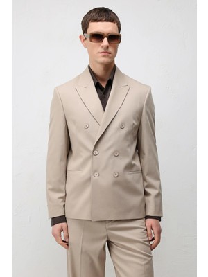 Antioch Taş Kruvaze Relaxed Fit Erkek Blazer Ceket