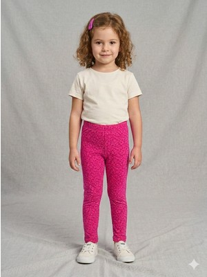 İncili Desenli Pamuklu Kız Çocuk Tayt