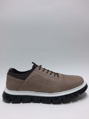 Marutti Hakiki Deri Nubuk Kum Rengi Akıllı Bağcıklı Hafif Tabanlı Yazlık Erkek Ayakkabı C-9670065MRT