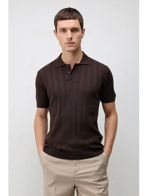 Antioch Kahve Dokulu Triko Erkek Polo T-Shirt