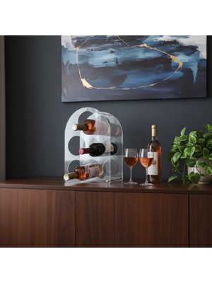 Rack And Cork 5 Şişelik Akrilik Şarap Rafı – Şeffaf 5 mm Şişe Standı