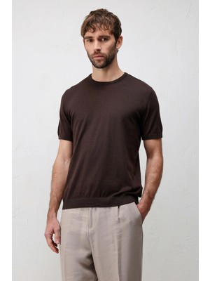 Antioch Kahve Comfort Slim Triko T-Shirt