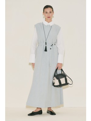 Manuka Premıum Kemer Detaylı Elbise Mavi