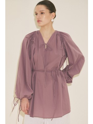 Manuka Bağlama Detaylı Tunik Pembe