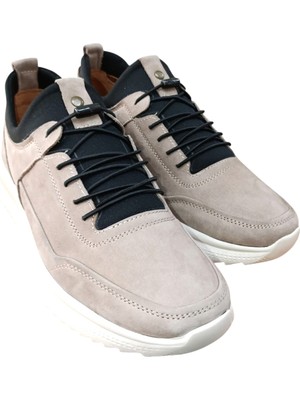 R&Yıl R & Yıl 5985 Erkek Hakiki Deri Lastik Bağcıklı Casual Ayakkabı Nubuk Kum