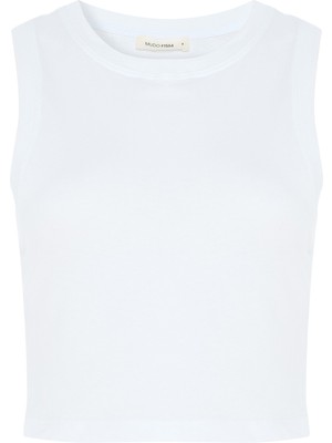 Bisiklet Yaka Kolsuz Crop T-Shırt
