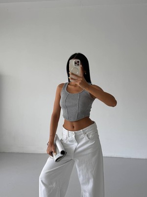Allsisii Fitilli Kaşkorse Crop Bluz