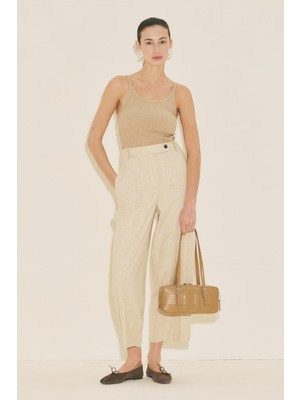 Manuka Barrel Kumaş Pantolon Bej