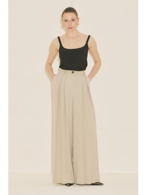 Manuka Tansy Pileli Pantolon Bej