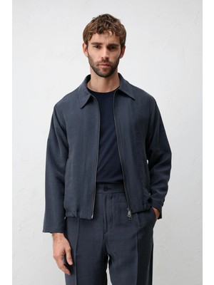 Antioch Lacivert Lyocell Karışımlı Yazlık Erkek Ceket