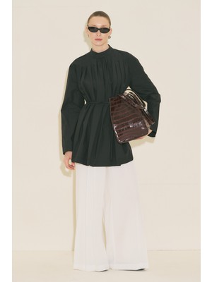 Manuka Pliseli Tunik Siyah