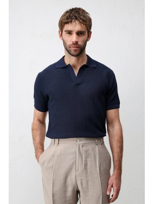 Antioch Lacivert Premium Dokulu Erkek Triko T-Shirt